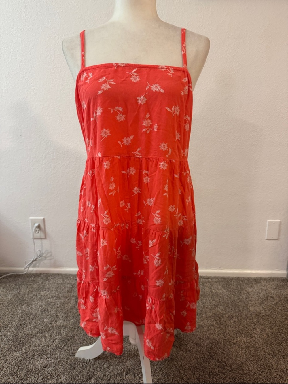 Old Navy Coral Red Floral Mini Sundress